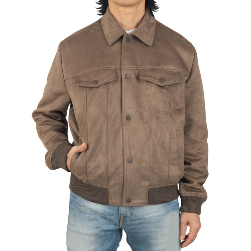 Alpine Swiss Alpine Swiss Blake Mens Vegan Suede Bomber Jacket Lightweight Slim Fit Casual Softshell Coat