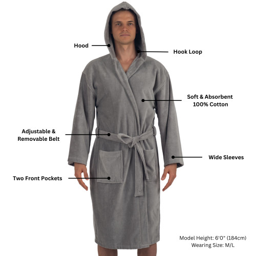 Alpine Swiss Alpine Swiss Dane Mens Hooded Bathrobe Pure Cotton Terry Cloth Long Robe For Men Super Absorbent Quick Drying Luxury Spa Robe