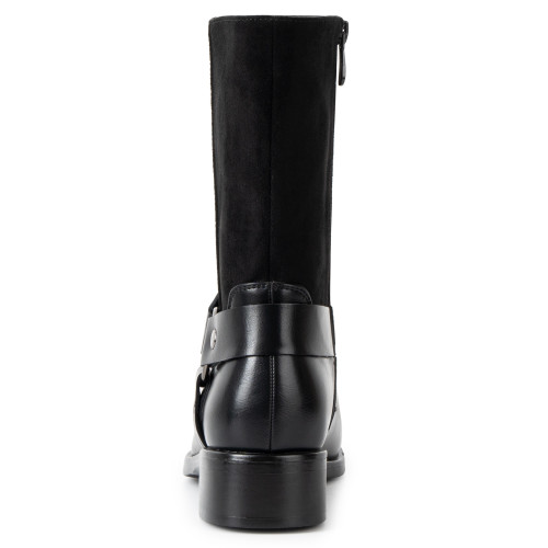 Alpine Swiss Alpine Swiss Daria Womens Moto Biker Boots Vegan Leather Motorcycle Mid Calf Booties