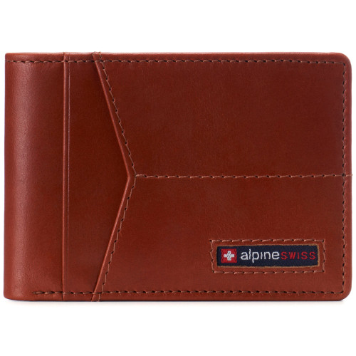 Alpine Swiss Alpine Swiss Delaney Men’s RFID Blocking Slimfold Wallet Thin Bifold Cowhide Leather Comes In Gift Box