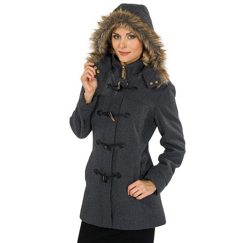 Alpine Swiss Alpine Swiss Duffy Womens Wool Coat Fur Trim Hooded Parka Jacket