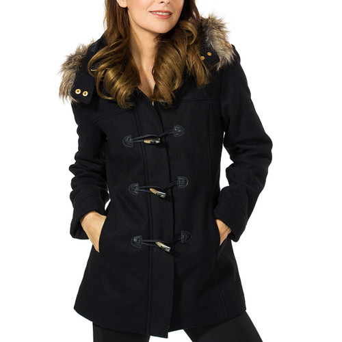 Alpine Swiss Alpine Swiss Duffy Womens Wool Coat Fur Trim Hooded Parka Jacket