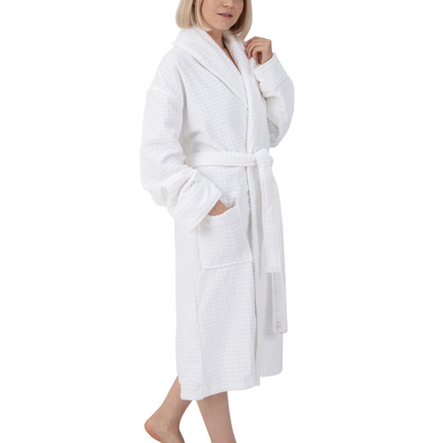 Alpine Swiss Alpine Swiss Elyse Womens Luxury Waffle Knit Cotton Bathrobe Shawl Collar Hotel Spa Robe