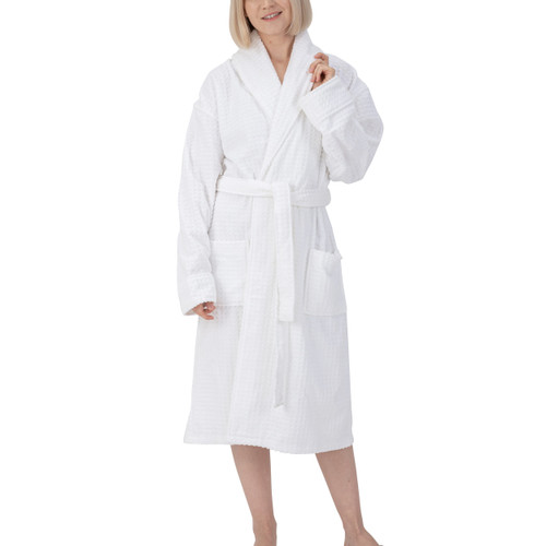 alpine swiss Alpine Swiss Elyse Womens Luxury Waffle Knit Cotton Bathrobe Shawl Collar Hotel Spa Robe