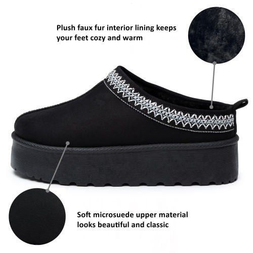 Alpine Swiss Alpine Swiss Emily Womens Platform Slippers Faux Fur Warm Slip On Clog Shoes Short Ankle Boots