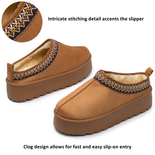 Alpine Swiss Alpine Swiss Emily Womens Platform Slippers Faux Fur Warm Slip On Clog Shoes Short Ankle Boots