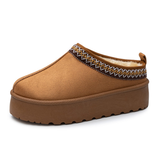 alpine swiss Alpine Swiss Emily Womens Platform Slippers Faux Fur Warm Slip On Clog Shoes Short Ankle Boots