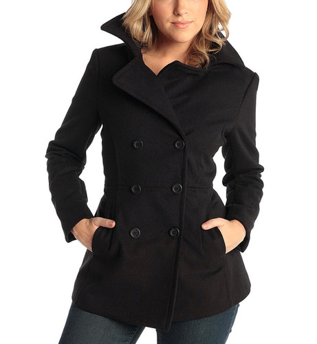Alpine Swiss Alpine Swiss Emma Women's Wool Peacoat – Double-Breasted 3/4 Length Overcoat Stylish & Warm Blazer For Fall & Winter