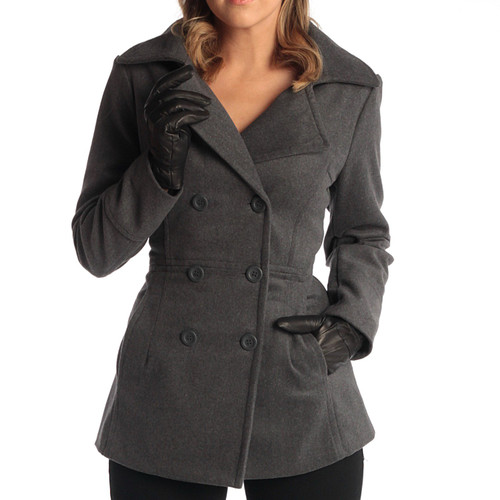 Alpine Swiss Alpine Swiss Emma Women's Wool Peacoat – Double-Breasted 3/4 Length Overcoat Stylish & Warm Blazer For Fall & Winter