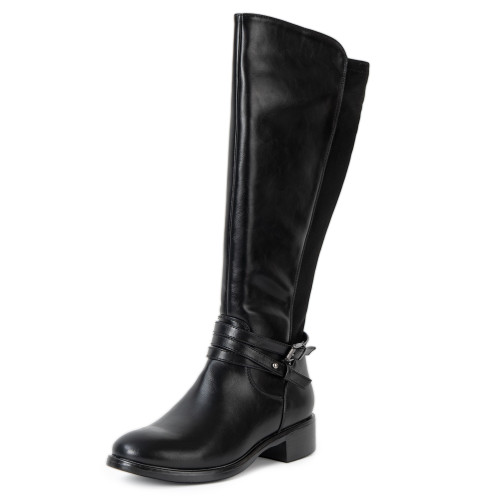 alpine swiss Alpine Swiss Erica Womens Knee High Riding Boots Stretch Calf Low Block Heel Boots