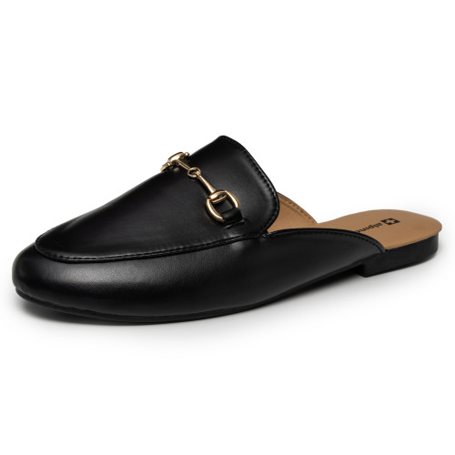 alpine swiss Alpine Swiss Erin Womens Flat Mules Loafers Round Toe Blackless Slide on Shoes