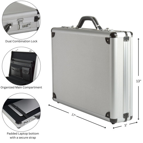 Alpine Swiss Alpine Swiss Executive Aluminum Briefcase Padded Laptop Briefcase For Men Hard Shell Attache Case Combo Lock Business Case