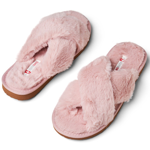 Alpine Swiss Alpine Swiss Fiona Womens Fuzzy Fluffy Faux Fur Slippers Memory Foam Indoor House Shoes