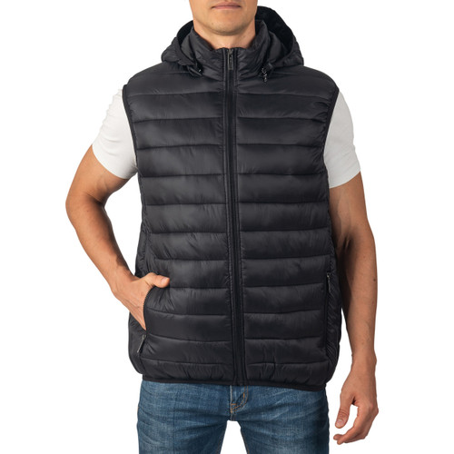 Alpine Swiss Alpine Swiss Gage Men's Puffer Vest Down Alternative Light Packable Water-Resistant Quilted Sleeveless Jacket Removable Hood
