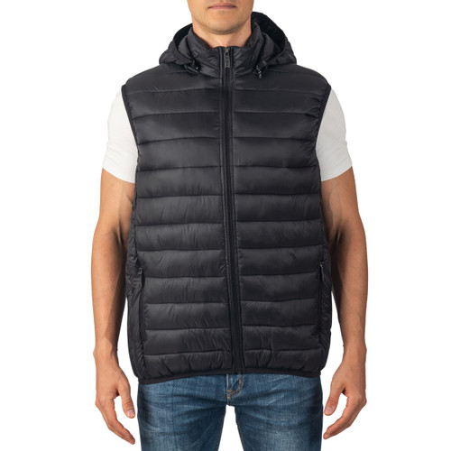 Alpine Swiss Alpine Swiss Gage Men's Puffer Vest Down Alternative Light Packable Water-Resistant Quilted Sleeveless Jacket Removable Hood