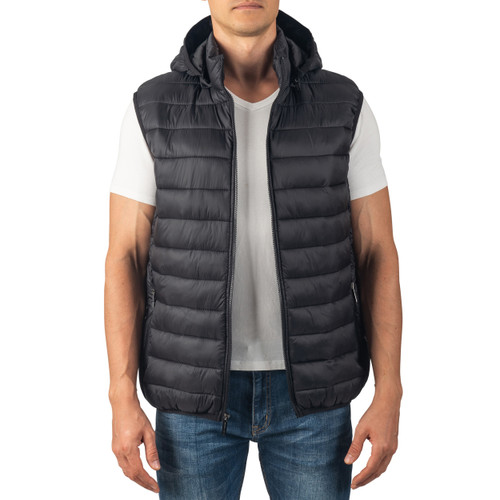 alpine swiss Alpine Swiss Gage Men's Puffer Vest Down Alternative Light Packable Water-Resistant Quilted Sleeveless Jacket Removable Hood