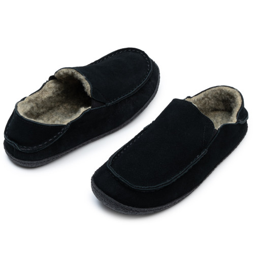 Alpine Swiss Alpine Swiss Gary Mens Genuine Suede Moccasin Slippers Sherpa Slip On Shoes
