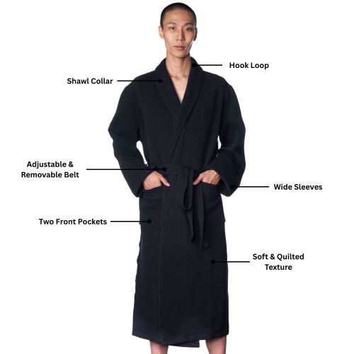 Alpine Swiss Alpine Swiss Gavin Mens Lightweight Cotton Robe Shawl Collar Knit Bathrobe
