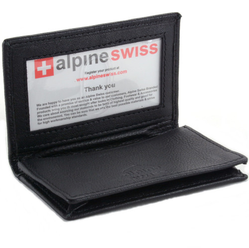 Alpine Swiss Alpine Swiss Genuine Leather Thin Business Card Case Minimalist Wallet