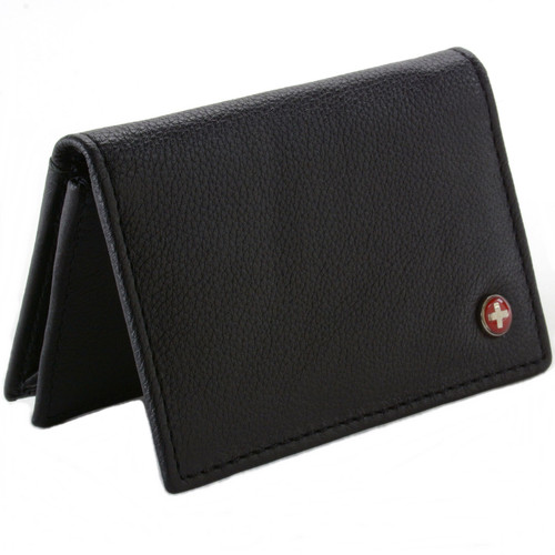 alpine swiss Alpine Swiss Genuine Leather Thin Business Card Case Minimalist Wallet