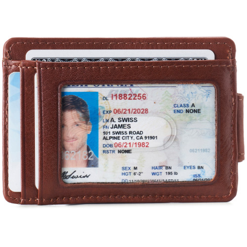 Alpine Swiss Alpine Swiss Harper Mens RFID Slim Money Clip Front Pocket Wallet Minimalist Leather ID Card Holder