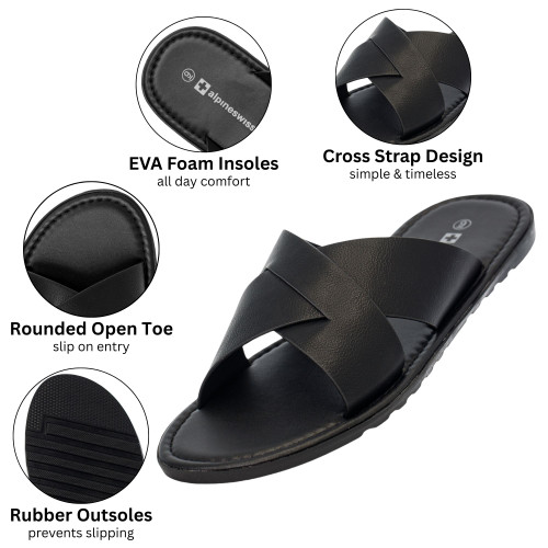Alpine Swiss Alpine Swiss Hugo Mens Vegan Leather Slide Sandals Dressy Comfortable Summer Shoes