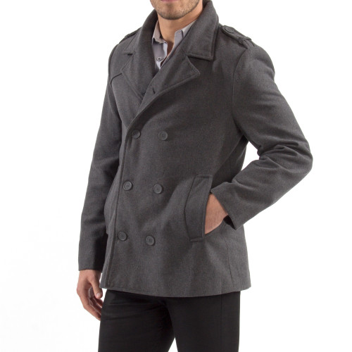 Alpine Swiss Alpine Swiss Jake Mens Wool Pea Coat Double Breasted Peacoat Jacket