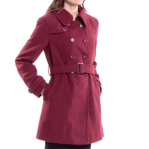 Alpine Swiss Alpine Swiss Keira Womens Wool Double Breasted Belted Trench Coat
