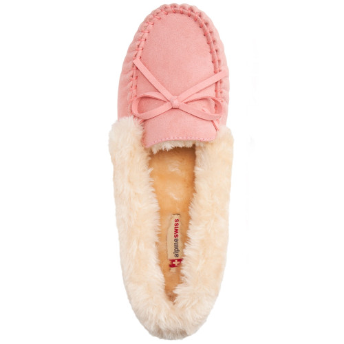 Alpine Swiss Alpine Swiss Leah Women’s Moccasin Slippers | Faux Fur Lined Slip-On House Shoes | Cozy Stylish & Durable Indoor Comfort