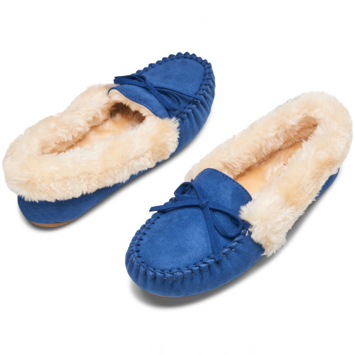 Alpine Swiss Alpine Swiss Leah Women’s Moccasin Slippers | Faux Fur Lined Slip-On House Shoes | Cozy Stylish & Durable Indoor Comfort
