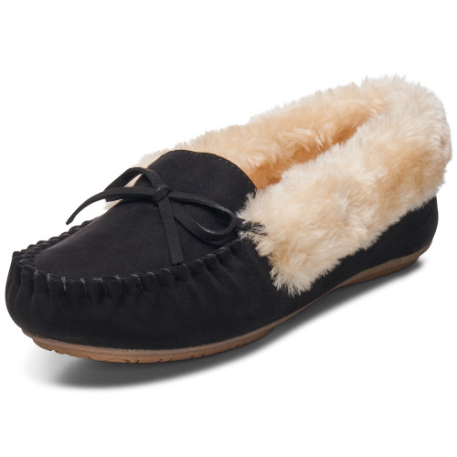 alpine swiss Alpine Swiss Leah Women’s Moccasin Slippers | Faux Fur Lined Slip-On House Shoes | Cozy Stylish & Durable Indoor Comfort