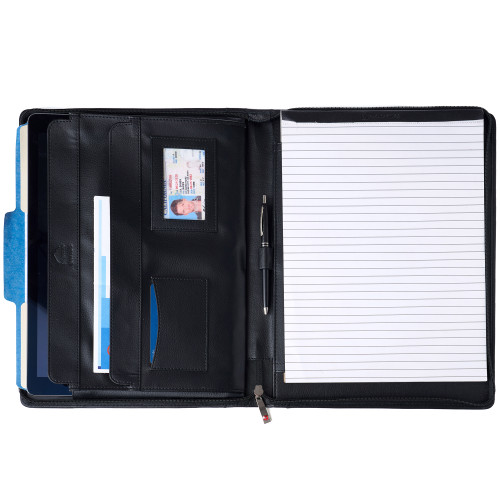 alpine swiss Alpine Swiss Leather Writing Pad Portfolio With Tablet Sleeve Business Case Left & Right Handed Use