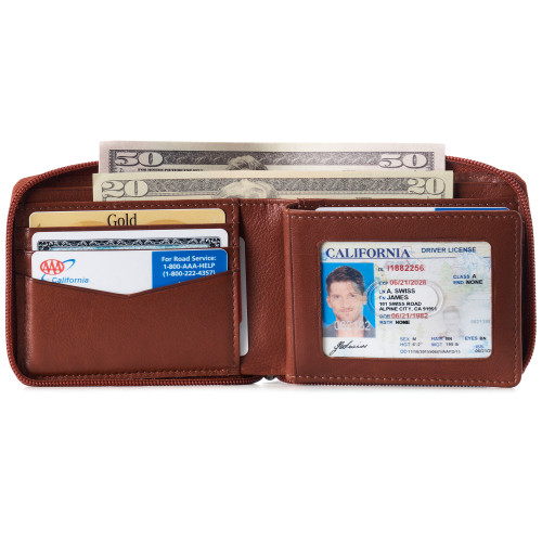 Alpine Swiss Alpine Swiss Logan Zipper Bifold Wallet For Men Or Women RFID Safe Comes In A Gift Box