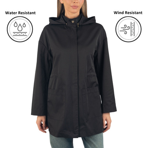 Alpine Swiss Alpine Swiss Lorie Womens Rain Jacket Removable Hood Long Rain Coat Trench Coat Windbreaker