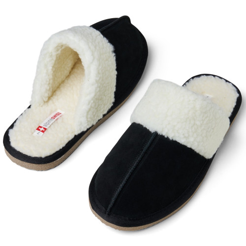 Alpine Swiss Alpine Swiss Lucy Womens Genuine Suede Memory Foam Scuff Slippers
