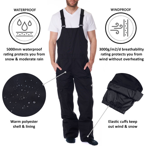 Alpine Swiss Alpine Swiss Men’s Insulated Snow Bib Overalls Waterproof Winter Ski & Snowboard Pants With Enhanced Technical Features