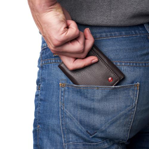 Alpine Swiss Alpine Swiss Men's Leon RFID Trifold Pocket Wallet – Genuine Leather Wallet For Men Slim Design With ID Window & Multiple Card Slots Classic RFID Safe Pocket Wallet In Gift Box