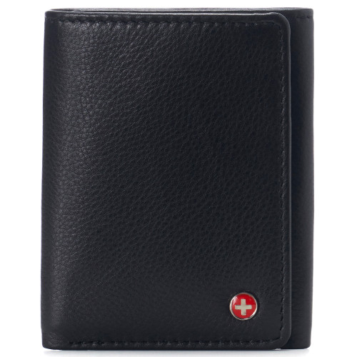 alpine swiss Alpine Swiss Men's Leon RFID Trifold Pocket Wallet – Genuine Leather Wallet for Men Slim Design with ID Window & Multiple Card Slots Classic RFID Safe Pocket Wallet in gift box