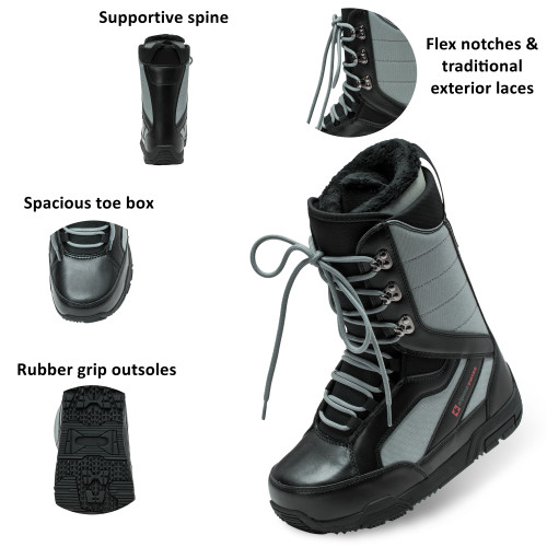 Alpine Swiss Alpine Swiss Men's Snowboard Boots | Waterproof Custom-Fit Liner Medium Flex For All-Mountain Riding Winter Snow Boots