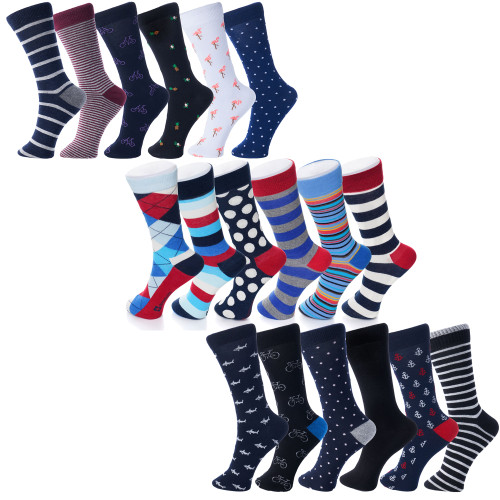 Alpine Swiss Alpine Swiss Mens Cotton 18 Pack Dress Socks Solid Ribbed Argyle Shoe Size 6-12