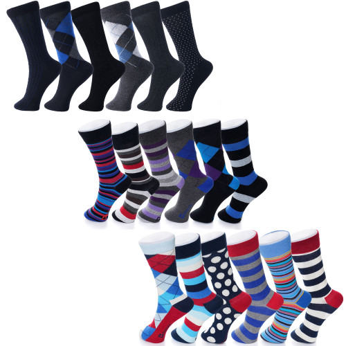 alpine swiss Alpine Swiss Mens Cotton 18 Pack Dress Socks Solid Ribbed Argyle Shoe Size 6-12