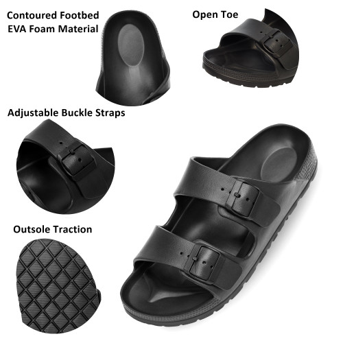 Alpine Swiss Alpine Swiss Mens Double Strap Slide Sandals EVA Flat Casual Comfortable Shoes