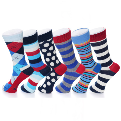 Alpine Swiss Alpine Swiss Mens Dress Socks 6 Pair Crew Sock Cotton Dress Socks For Men Solid Ribbed Argyle Pattern Multicolor Fun Designs