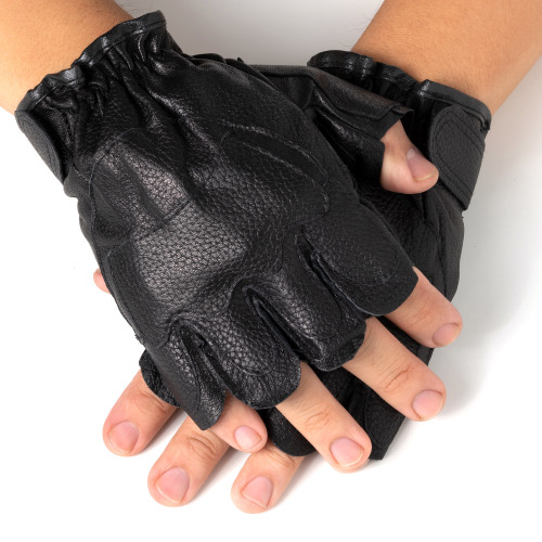 alpine swiss Alpine Swiss Mens Fingerless Gloves Genuine Leather for Workout Training Riding