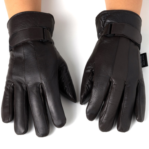 Alpine Swiss Alpine Swiss Mens Gloves Dressy Genuine Leather Warm Thermal Lined Wrist Strap