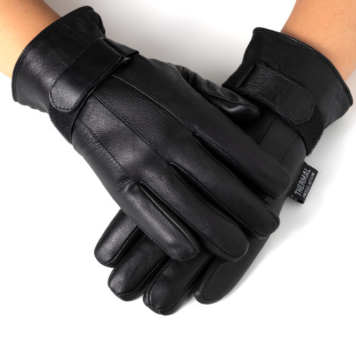 alpine swiss Alpine Swiss Mens Gloves Dressy Genuine Leather Warm Thermal Lined Wrist Strap