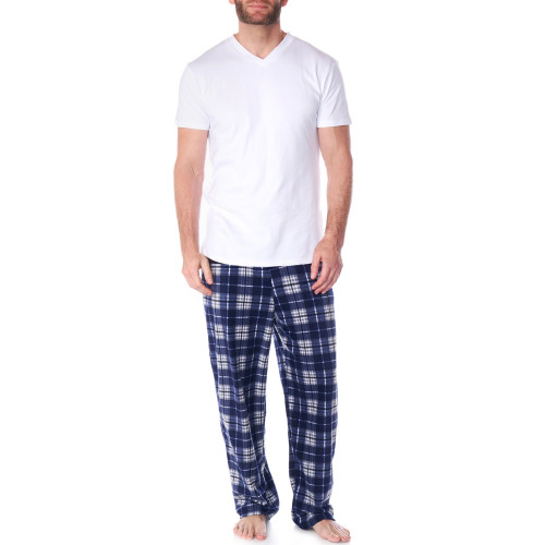 Alpine Swiss Alpine Swiss Mens Pajama Set Cotton Shirt And Polar Fleece Pants With Pockets
