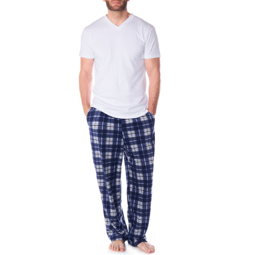 Alpine Swiss Alpine Swiss Mens Pajama Set Cotton Shirt And Polar Fleece Pants With Pockets