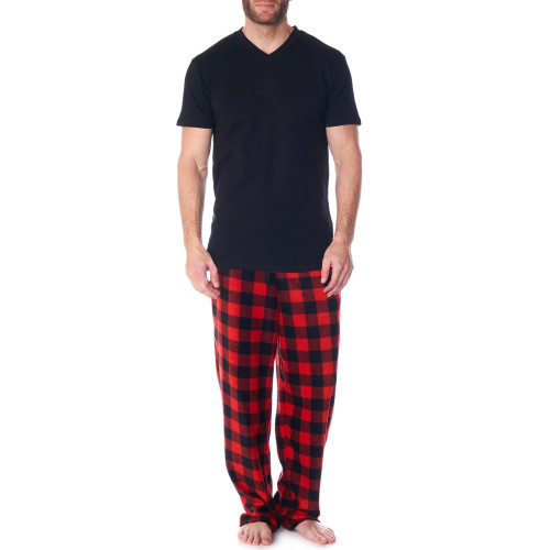 alpine swiss Alpine Swiss Mens Pajama Set Cotton Shirt and Polar Fleece Pants with Pockets