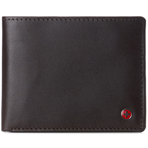 Alpine Swiss Alpine Swiss Mens Spencer RFID Bifold Wallet 2 ID Windows Divided Bill Section Smooth Leather Comes In A Gift Box